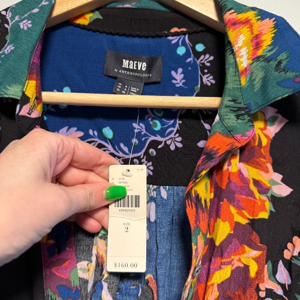 Anthropologie Maeve Floral Patchwork Shirtdress Size 2 Dress NWT - Picture 3 of 10